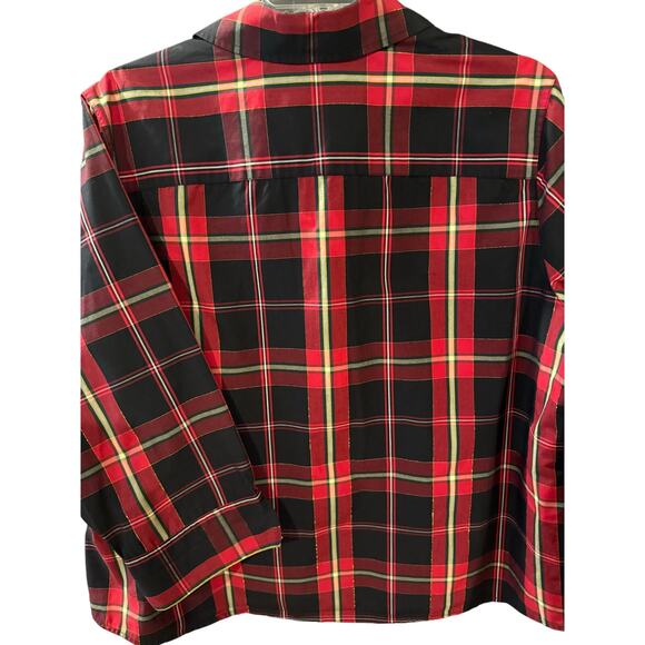 Foxcroft Wrinkle Free Size 22W Shaped Gingham plaid button up Women's Shirt Gold - Picture 4 of 15